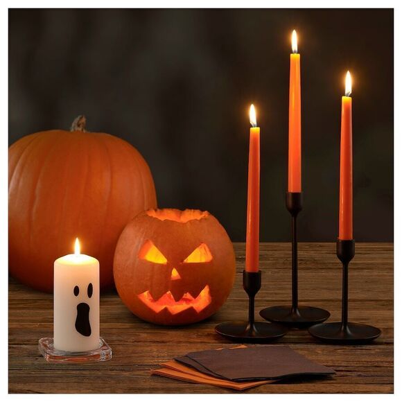 Ikea Halloween Candle Set of 2 New 1 @ Ghost & Bats 5.5x 2.75" Unscented Pillar - Picture 6 of 8